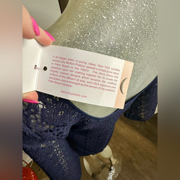 Lily Pulitzer Navy Blue Topanga Crocket Long Bell sleeve Mini Dress. NWT! Size S - Picture 12 of 15